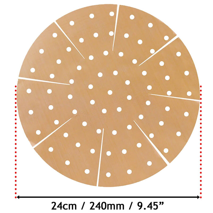 Universal Air Fryer / Multi Cooker Drawer Liners Non-Stick Round Perforated Mats (Brown, Pack of 2)