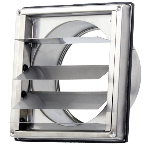 Stainless Steel Square External Extractor Wall Vent Outlet with Gravity Flaps (6" / 150mm)