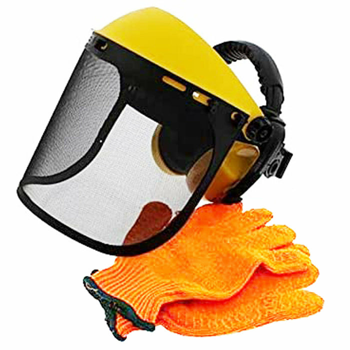 Safety Helmet Grass Hedge Trimmer Strimmer Safety Kit with Gloves Visor Muffs
