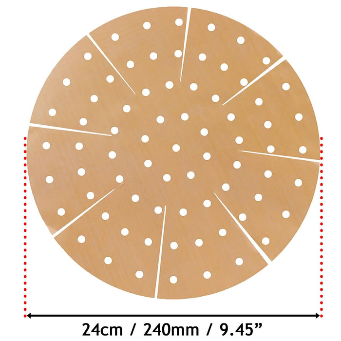 Universal Air Fryer / Multi Cooker Drawer Liners Non-Stick Round Perforated Mats (Brown, Pack of 4)