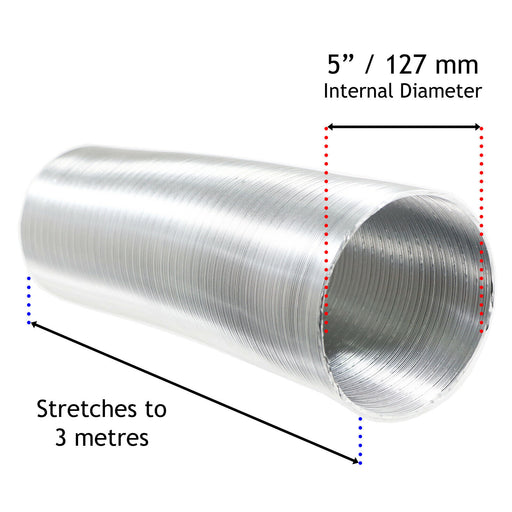 5" / 127mm Internal Diameter, Stretches to 3 Metres